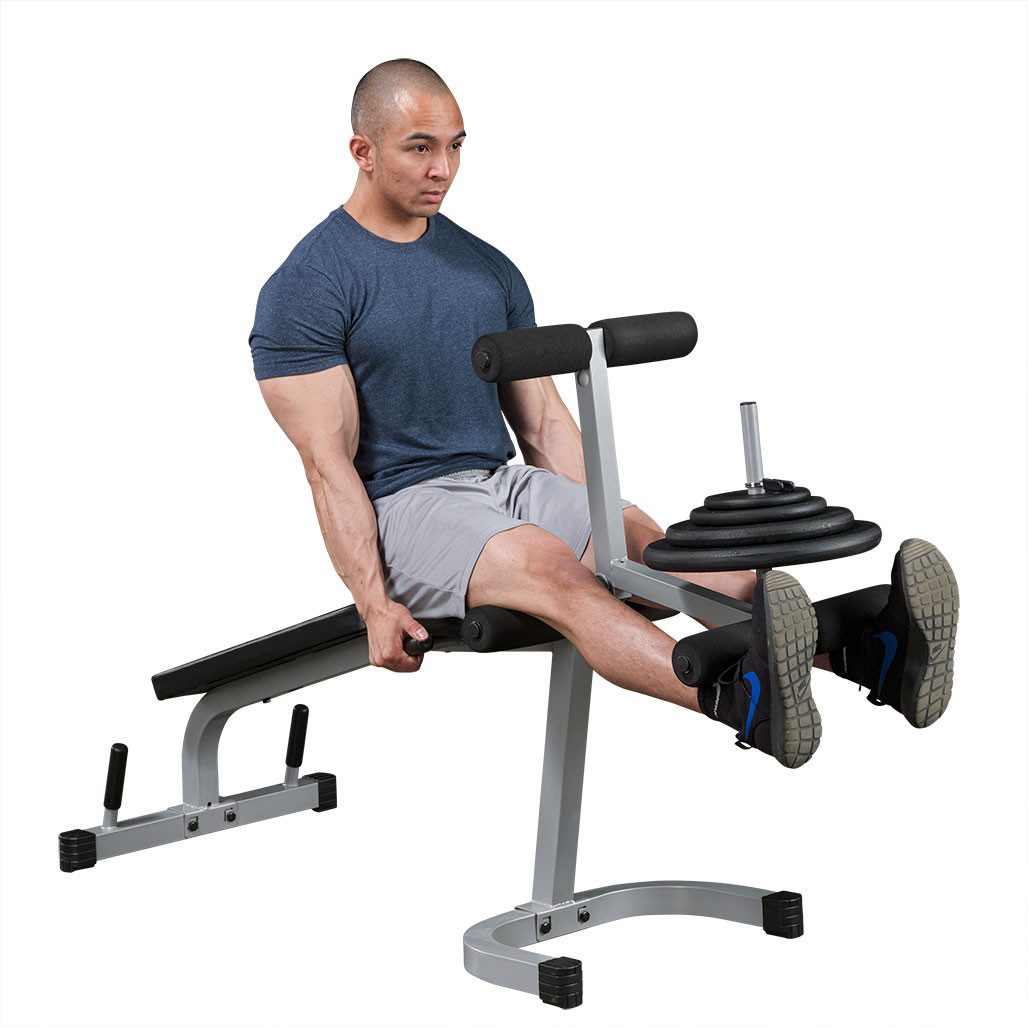 Powerline PLCE165X leg extension and leg curl machine angled view black finish