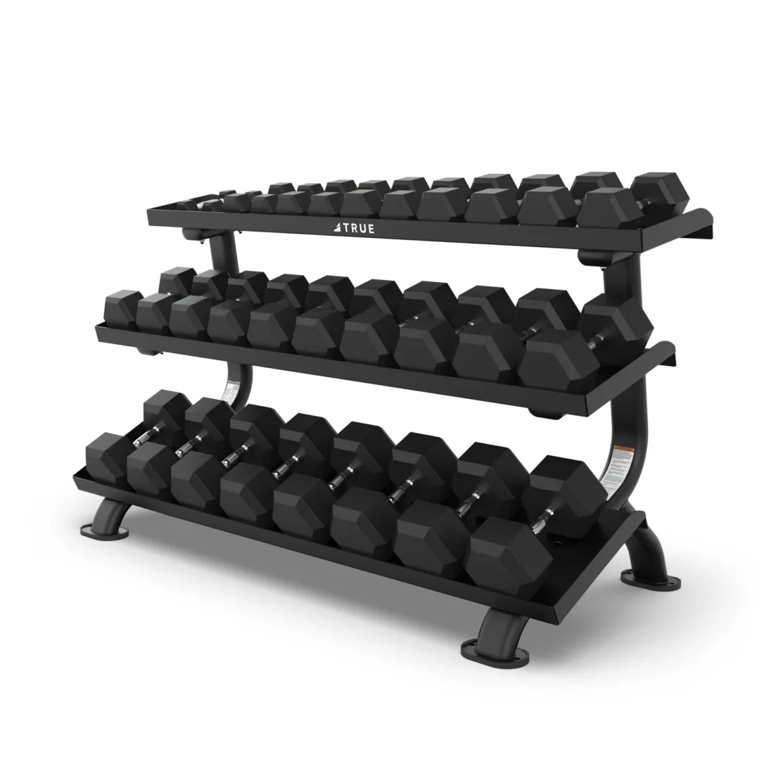 True Fitness FORCE SF1075 3-Tier Dumbbell Rack in matte black