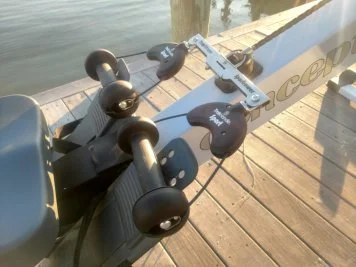 Sportrower rotating indoor rowing machine handles, detail view