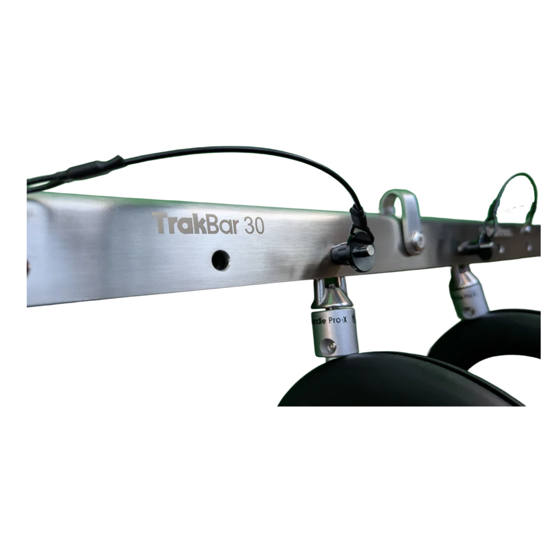 Close-up of the TrakBar 30 adjustable cable pull bar end fitting