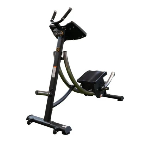The Abs Company Ab Coaster CS3000 plate-loaded ab machine with black frame, front three-quarter studio view