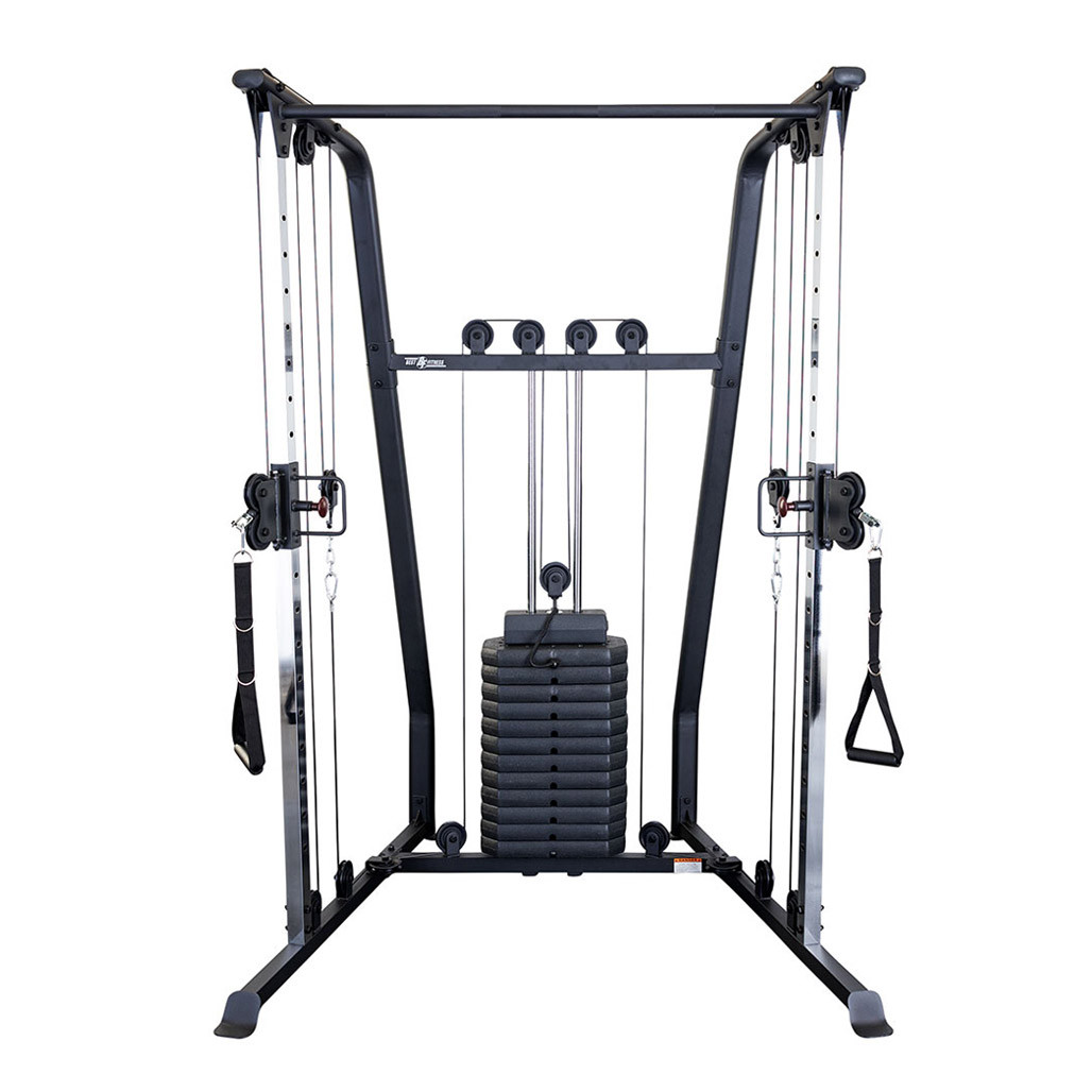 Best Fitness BFFT10B functional trainer with 190 lb weight stack and dual swivel pulleys