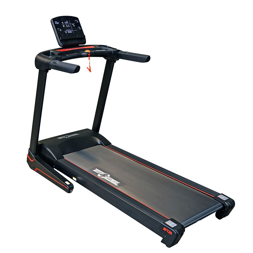 Best Fitness BFT25 folding treadmill angled view in black
