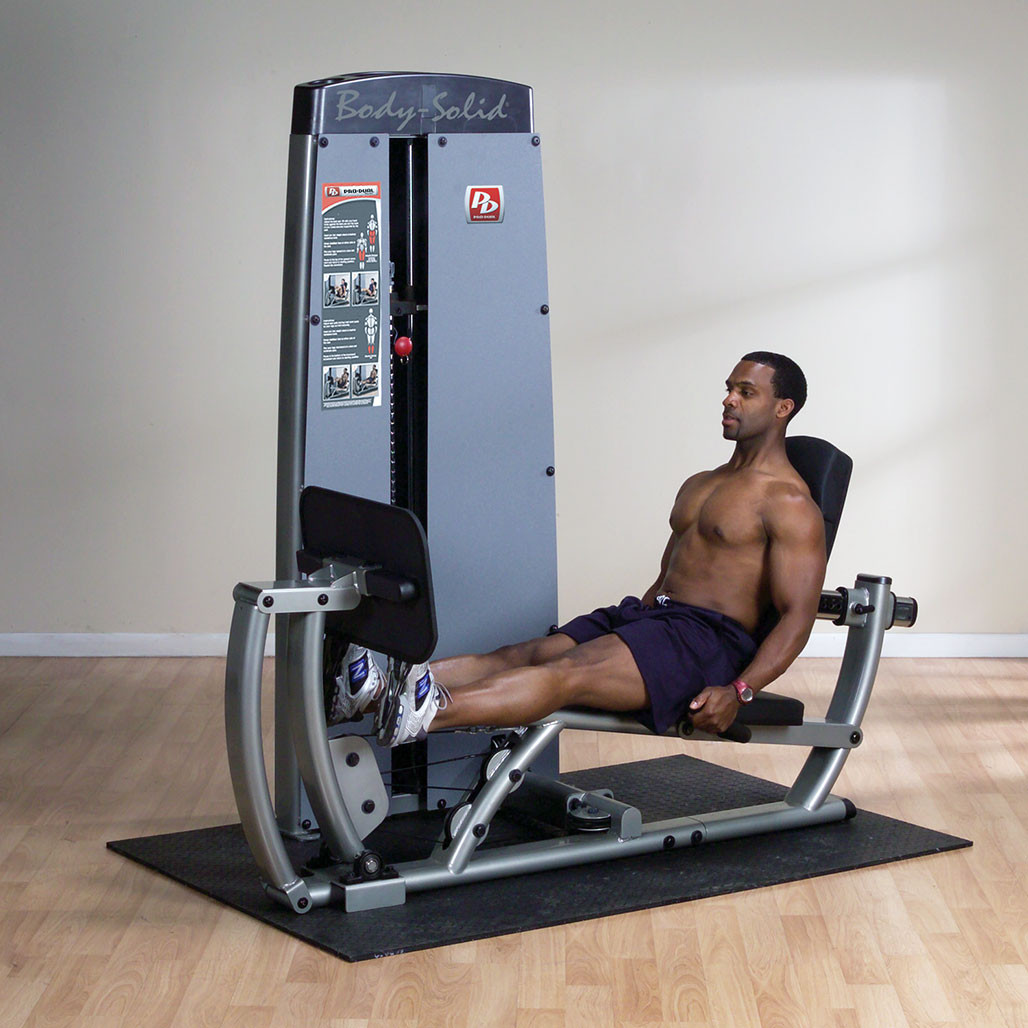 Athlete performing seated leg press on Body-Solid DCLPSF3