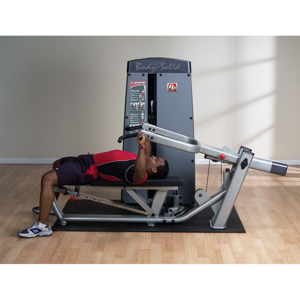 Athlete performing a flat chest press on the Body-Solid Pro Clubline DPRSSF