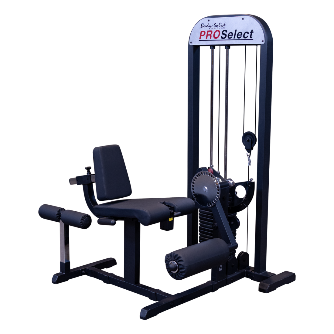Body-Solid GCEC-STK Pro Select Leg Extension & Leg Curl Machine shown in black finish on a plain background