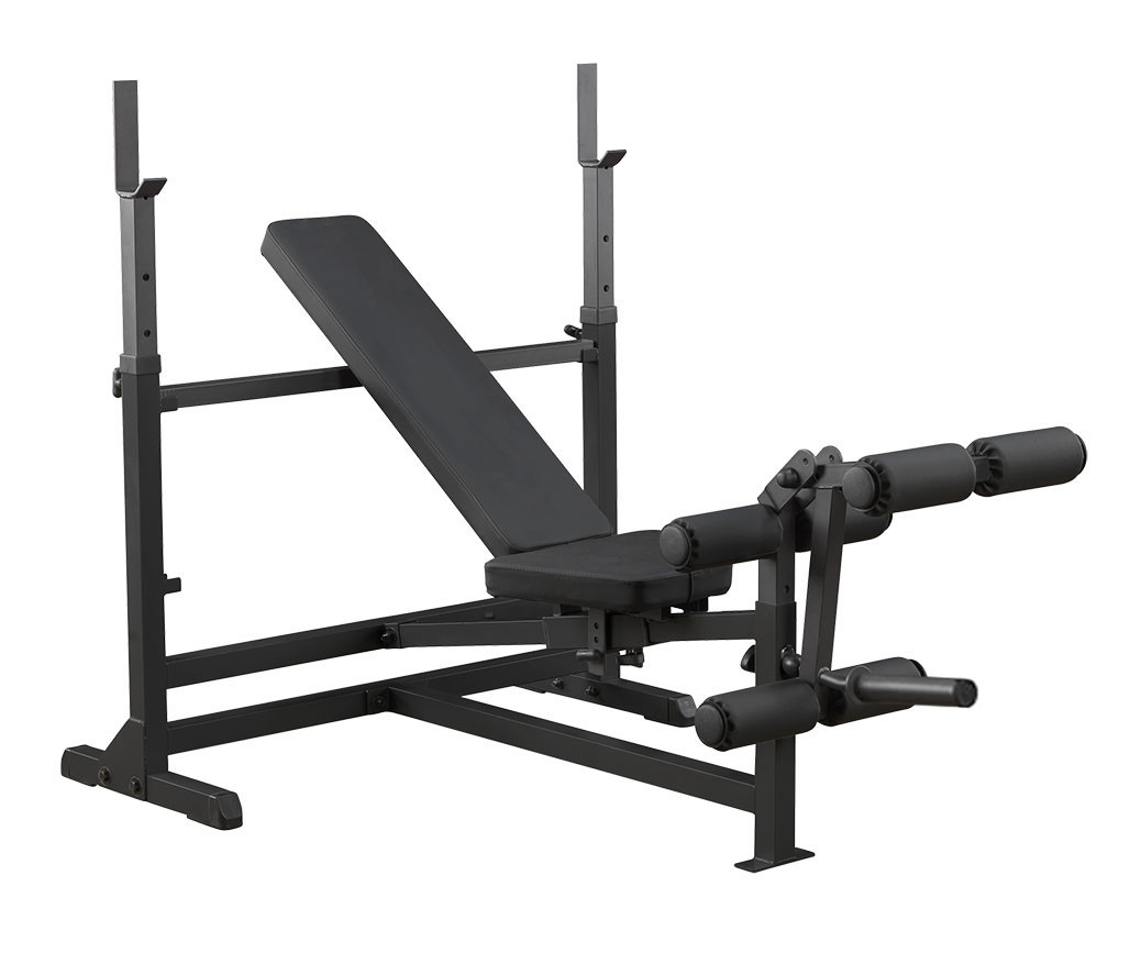 Body-Solid GDIB46LB PowerCenter combo bench with uprights and leg developer, black finish