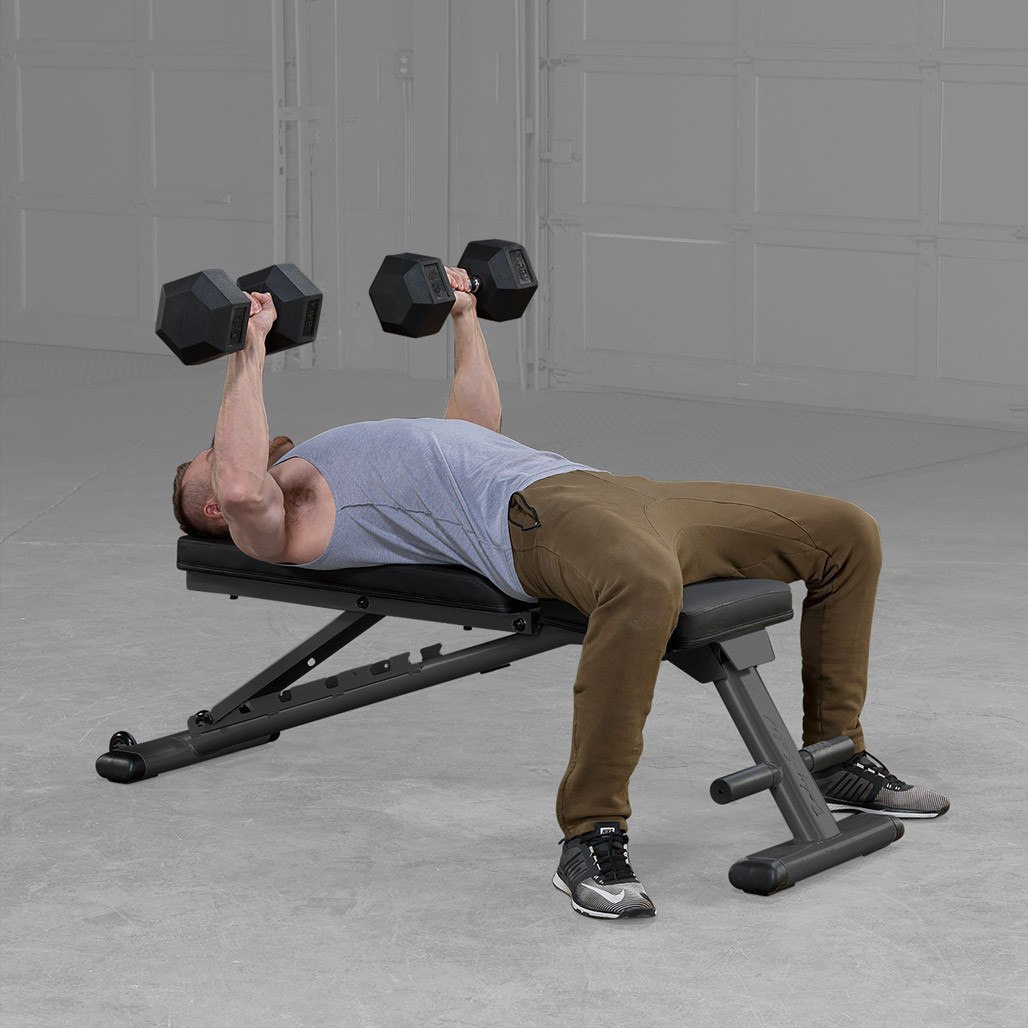Body-Solid GFID225B folding bench ladder-style back pad adjustment