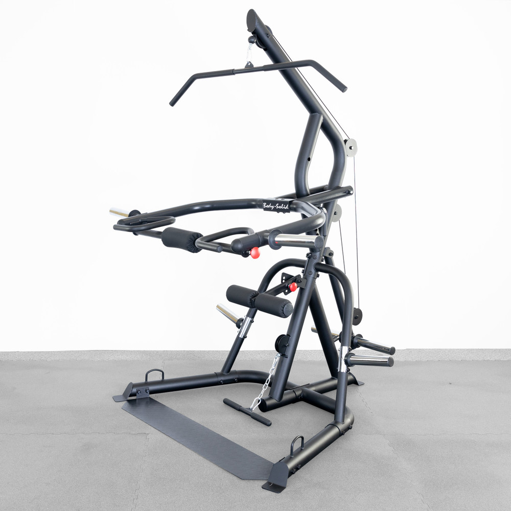 Body-Solid GLGS100P4 Corner Leverage Gym Package angled studio view