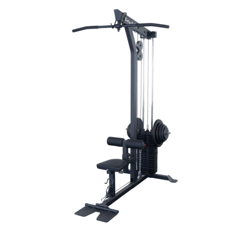 Body-Solid GLM85B/2 Lat Machine / Low Row in black finish, shown from the front
