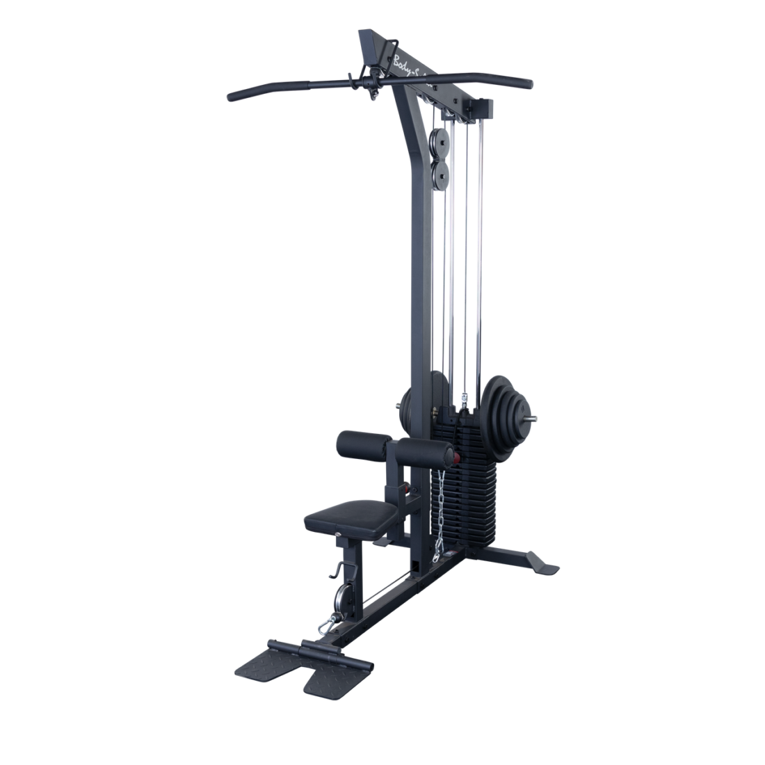 Body-Solid GLM85B/2 Lat Machine / Low Row in black finish, shown from the front