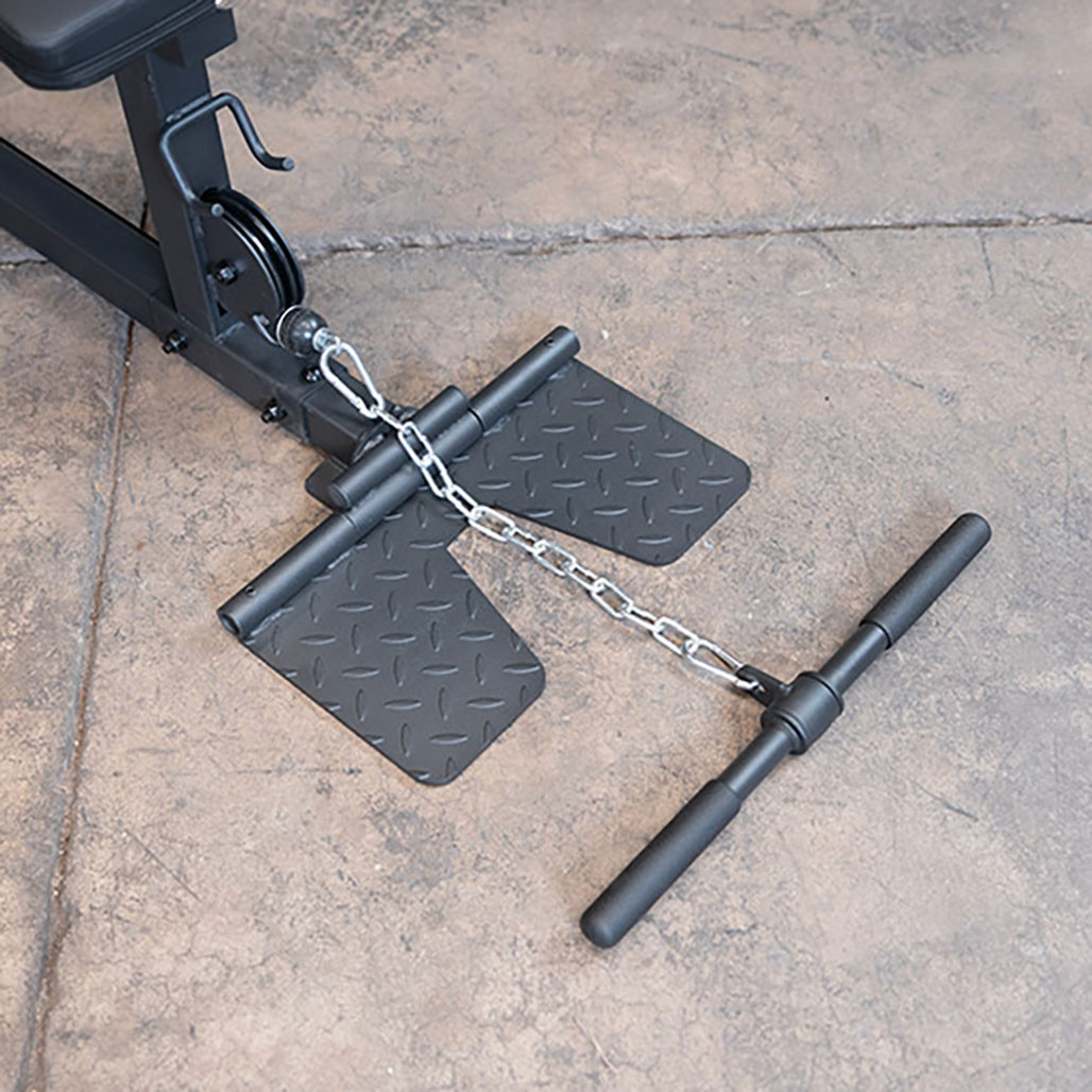 Body-Solid GLM85B/2 Lat Machine / Low Row in black finish, shown from the side.