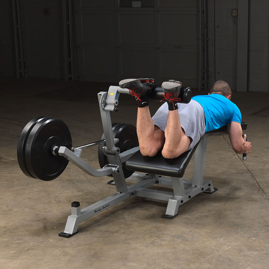Body-Solid LVLC Leverage Leg Curl angled V-bench upholstery