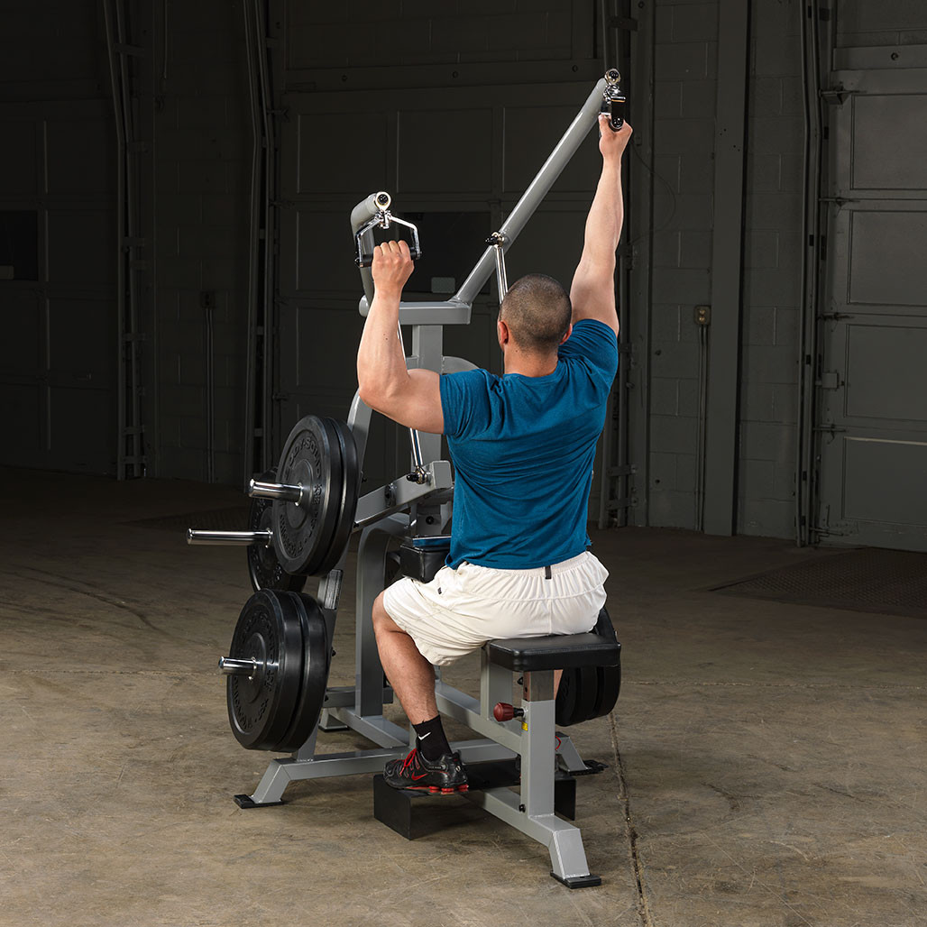 Detail of the seat and leg hold-down pads on the Body-Solid Pro Clubline LVLA