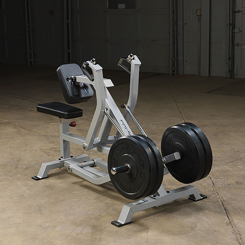 Angled view of the Body-Solid Pro Clubline LVSR leverage seated row