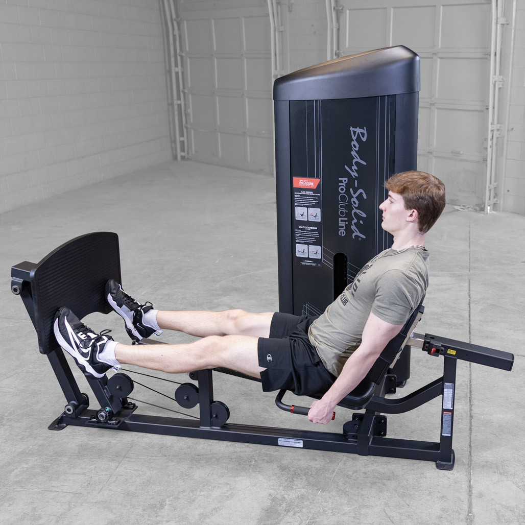 Side view of the Body-Solid Pro Clubline S2LPC/2 leg press and calf raise