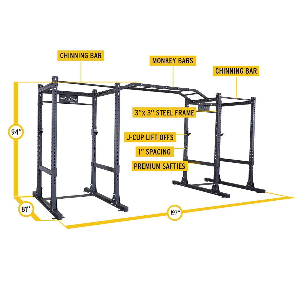 Body-Solid Pro Clubline SPR1000DB Double SPR1000 Commercial Power Racks — commercial Pro Clubline rack attachment