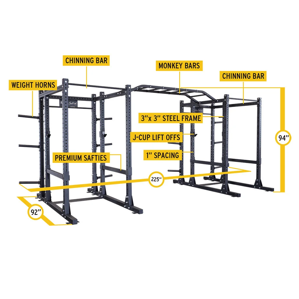 Body-Solid Pro Clubline SPR1000DBBack Double Extended SPR1000 Commercial Power Racks — commercial Pro Clubline rack attachment