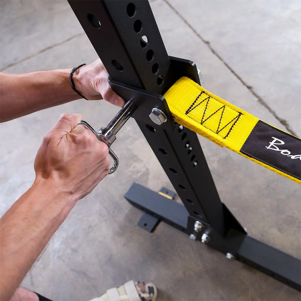 Body-Solid Pro Clubline SPRSS Safety Straps — commercial Pro Clubline rack attachment