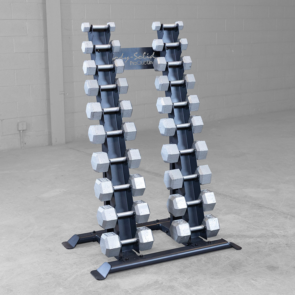 Body-Solid SRD300 vertical dumbbell rack detail