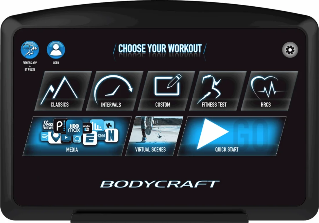 BodyCraft T500 treadmill 16-inch Smart Touchscreen console