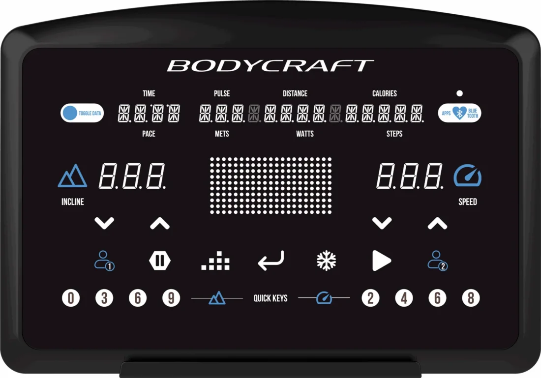 BodyCraft T500 treadmill Touch LED console