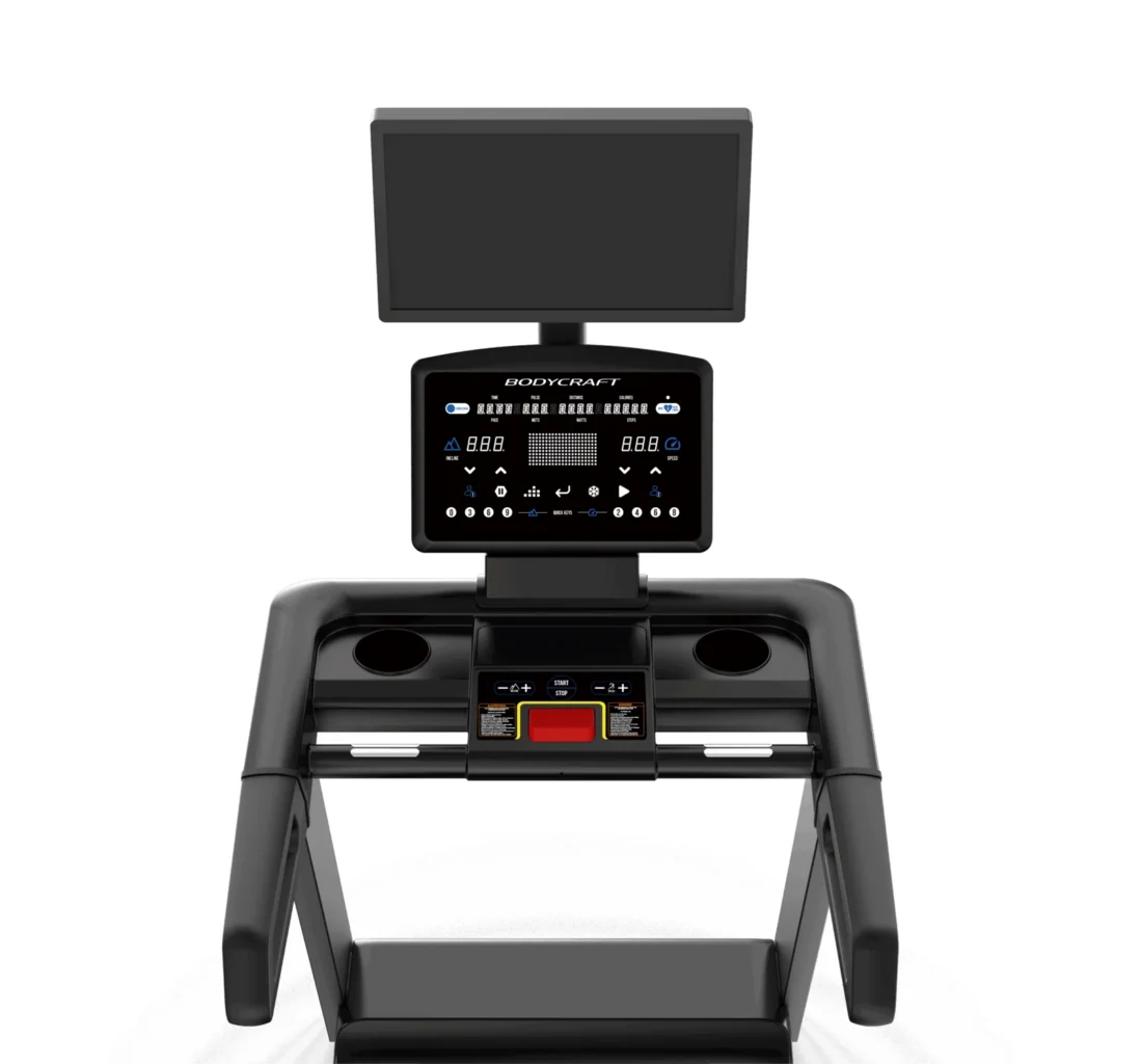 BodyCraft T500 treadmill console and handlebar close-up