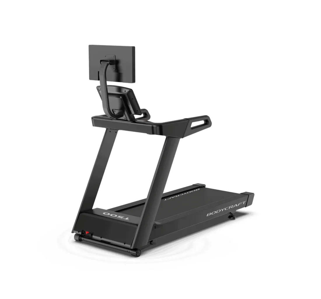 BodyCraft T500 treadmill rear three-quarter view