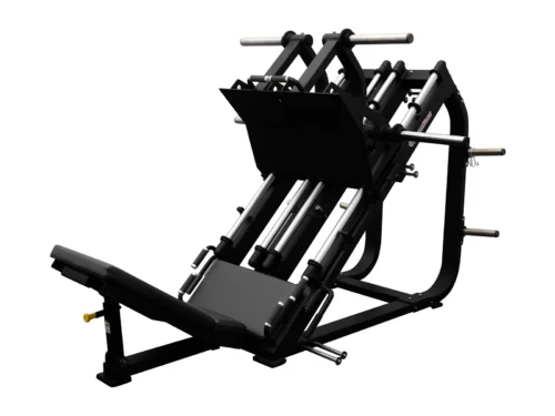 BodyKore FL1801 isolateral plate-loaded leg press, full machine view showing independent left and right movement arms and loading horns