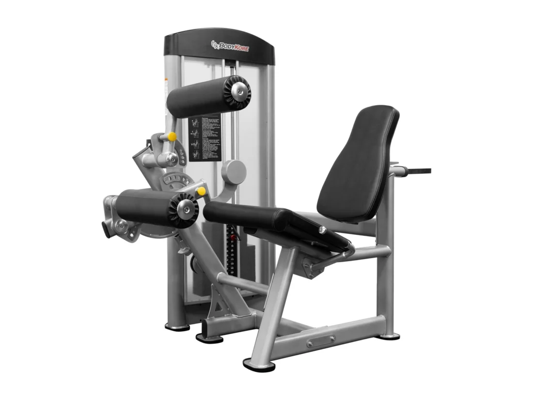 BodyKore GR639 Leg Curl and Leg Extension commercial selectorized machine, front three-quarter view