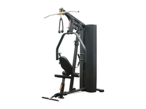 BodyKore MTI4201 three-station multi-gym, front view on white background