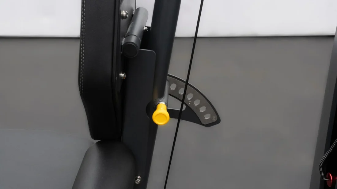 BodyKore MTI4201 multi-gym weight stack close-up