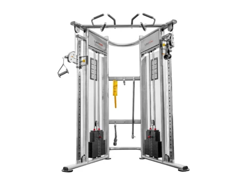 BodyKore MX1161 Functional Trainer dual adjustable pulley, front view on white background
