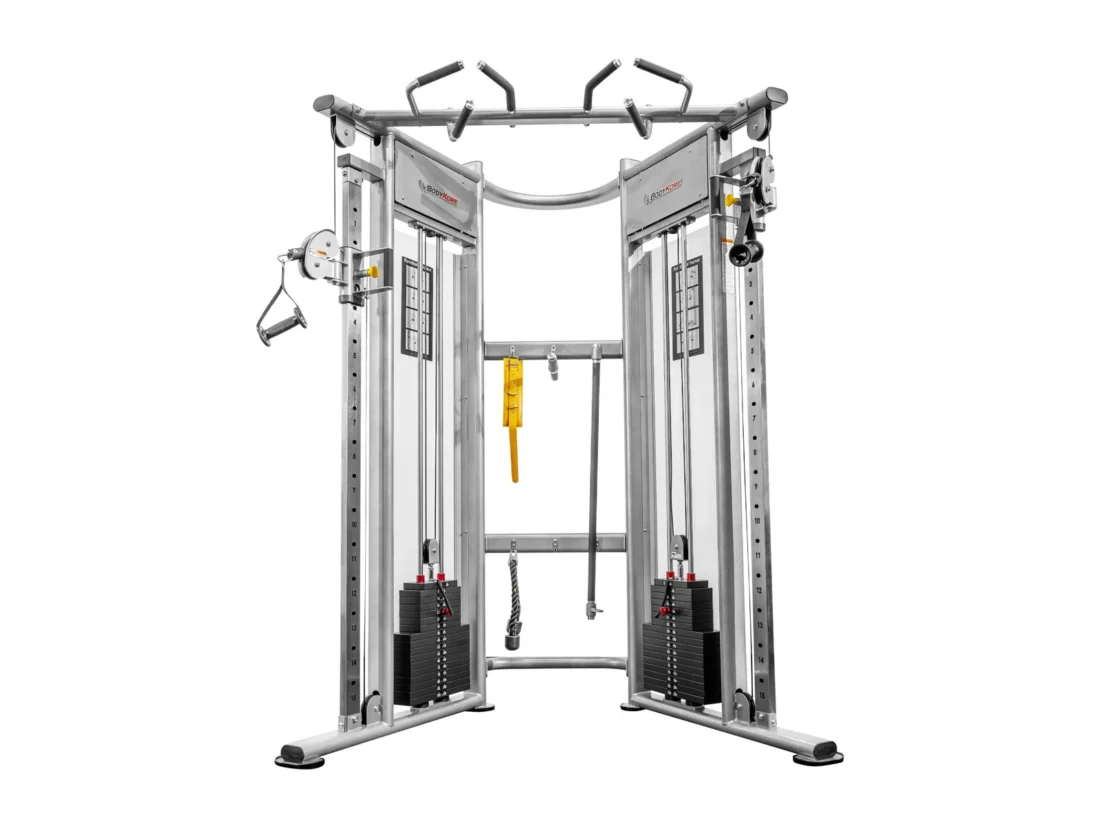 BodyKore MX1161 Functional Trainer dual adjustable pulley, front view on white background