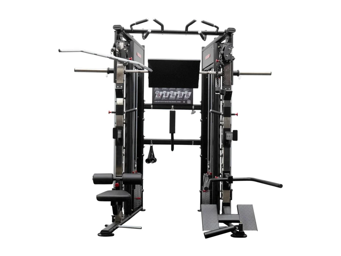 BodyKore MX1162 Universal Trainer all-in-one home gym, front view on white background