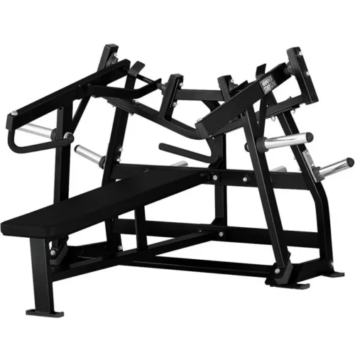 Hammer Strength Plate-Loaded Iso-Lateral Horizontal Bench Press, an iso-lateral plate-loaded commercial strength machine