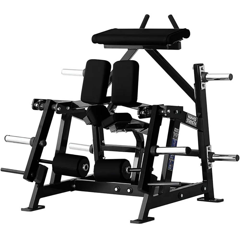 Hammer Strength Plate-Loaded Iso-Lateral Kneeling Leg Curl, an iso-lateral plate-loaded commercial strength machine