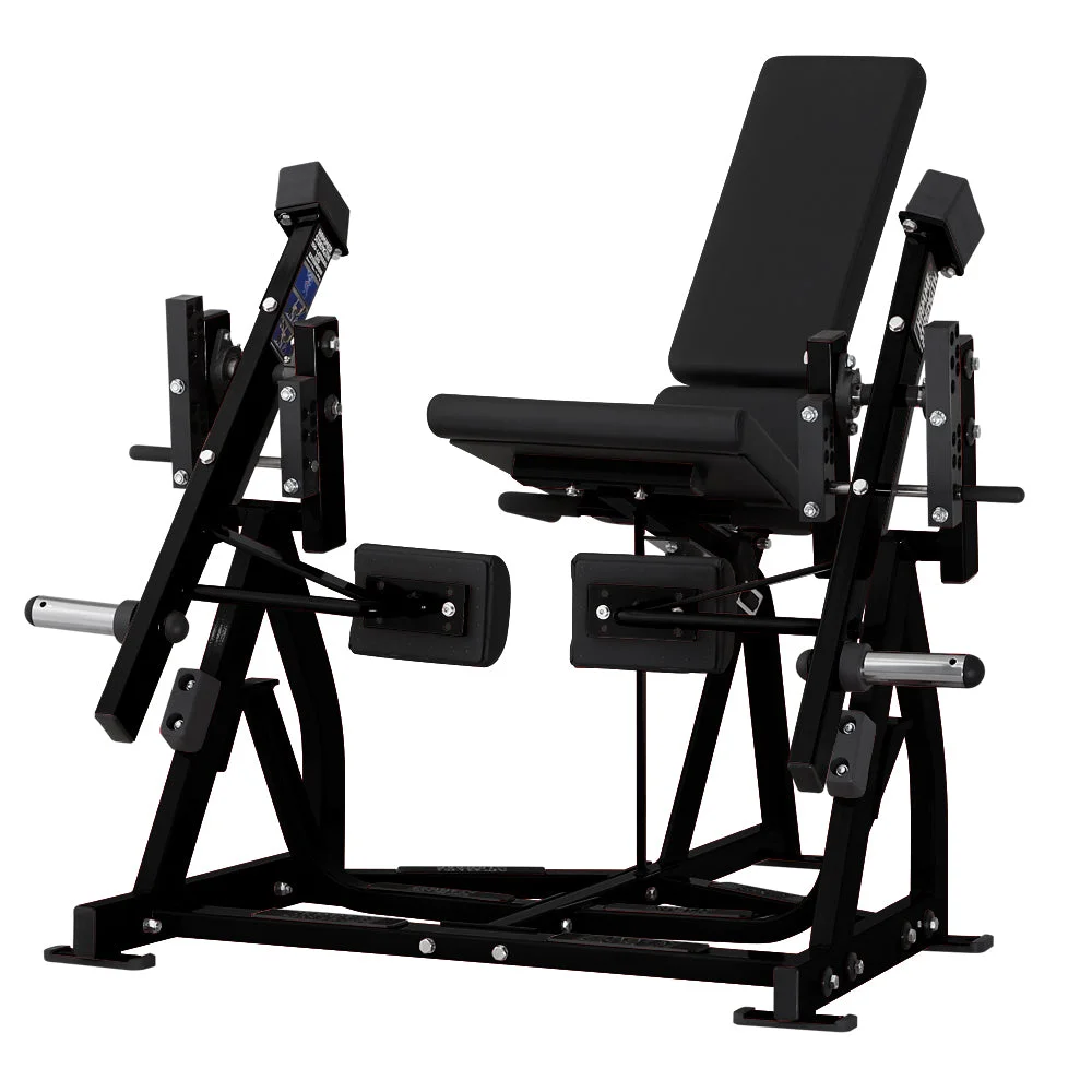Hammer Strength Plate-Loaded Iso-Lateral Leg Extension, an iso-lateral plate-loaded commercial strength machine