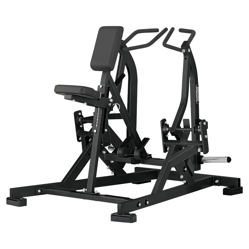 Hammer Strength Plate-Loaded Iso-Lateral Row, an iso-lateral plate-loaded commercial strength machine