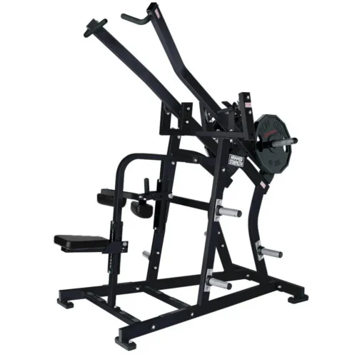 Hammer Strength Plate-Loaded Iso-Lateral Wide Pulldown, an iso-lateral plate-loaded commercial strength machine