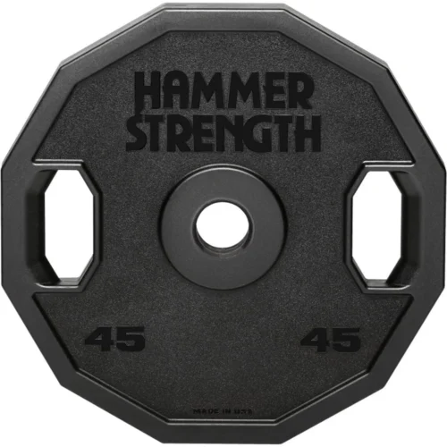 Hammer Strength Urethane 12-Sided Olympic Plates for plate-loaded strength equipment
