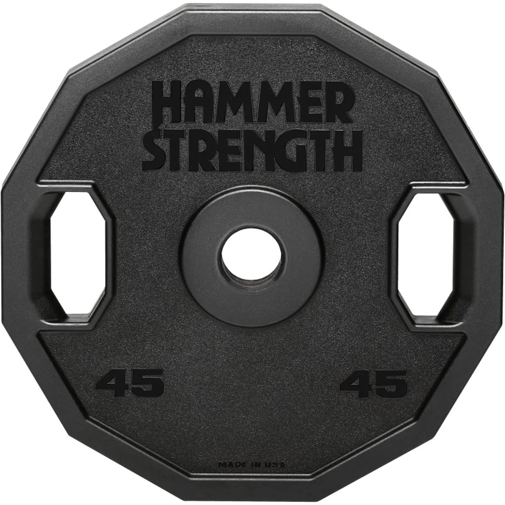 Hammer Strength Urethane 12-Sided Olympic Plates for plate-loaded strength equipment