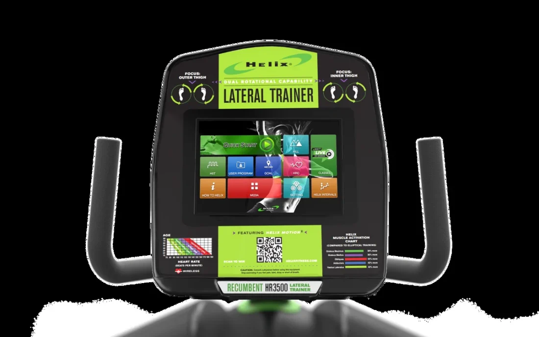 Helix HR3500 lateral trainer color Android console close-up