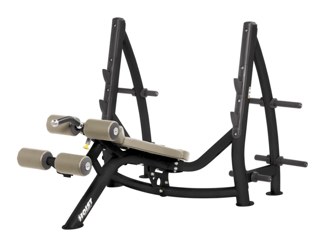 HOIST CF-3177A commercial freeweight olympic decline bench with storage