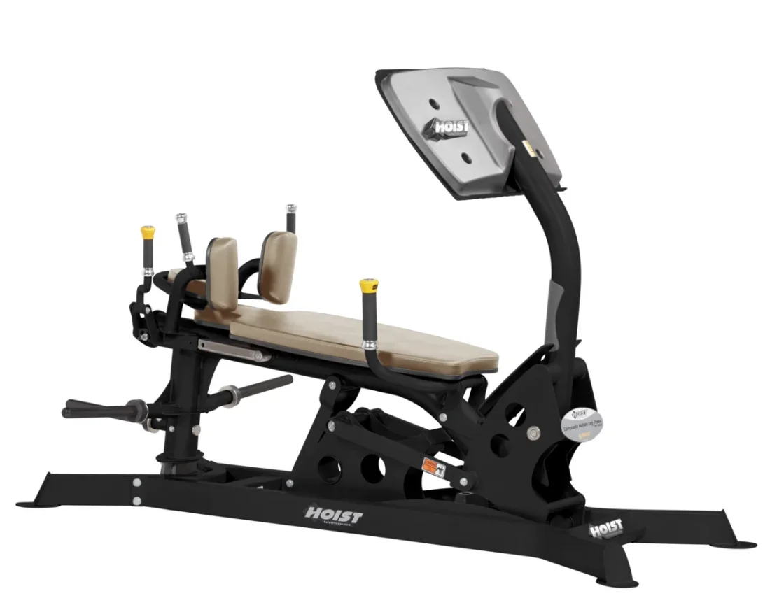 HOIST RPL-5403B Dual Action Leg Press, a black plate-loaded ROC-IT strength machine with ROX dynamic seat
