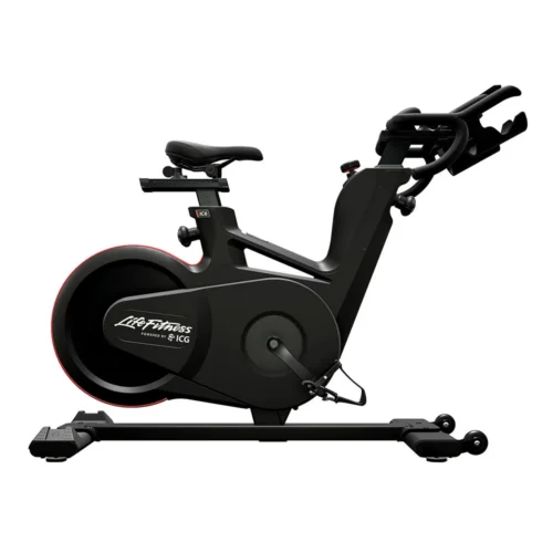 ICG IC6 indoor cycle with WattRate TFT touchscreen, side profile view