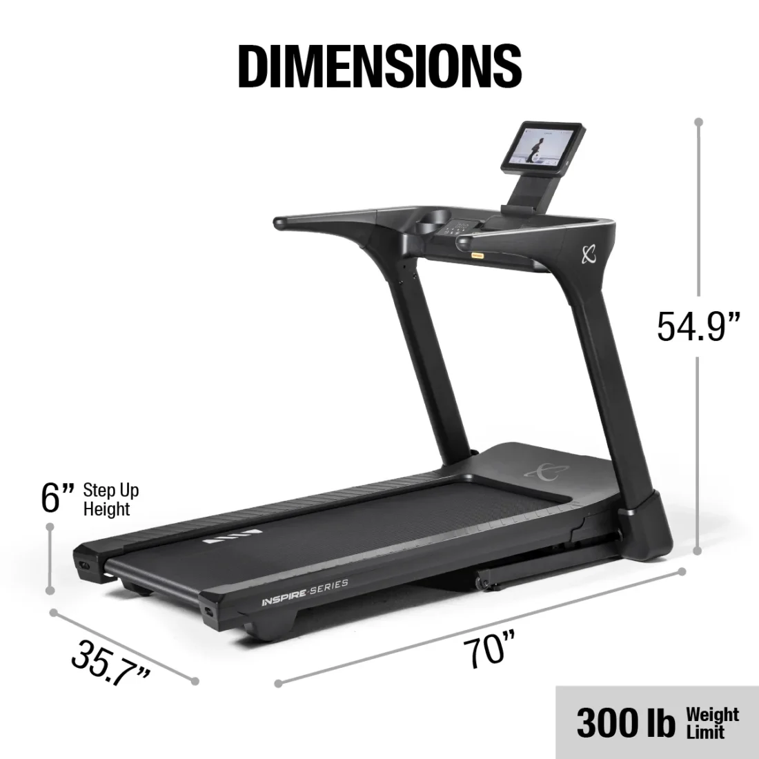 Inspire Series T4s treadmill – 10-inch touchscreen, 3.0 HP brushless motor, 20 by 55 inch deck