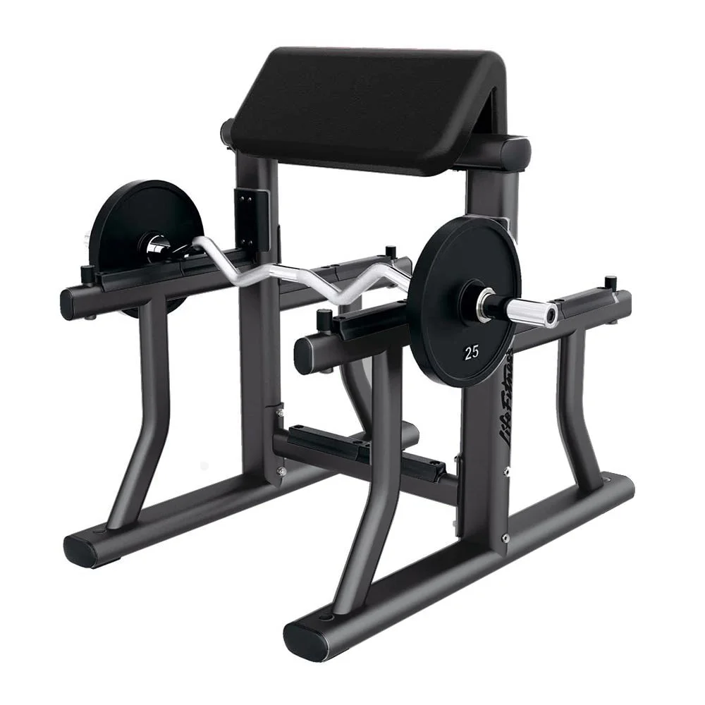 Life Fitness Arm Curl Bench, charcoal and black commercial strength bench