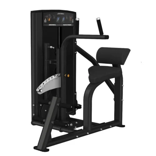 Life Fitness Axiom Series Abdominal / Back Extension commercial selectorized strength machine, front view