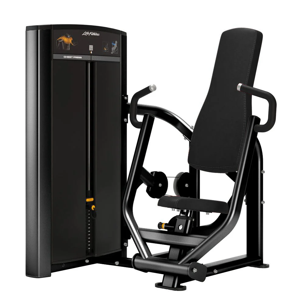 Life Fitness Axiom Series Chest Press commercial selectorized strength machine, front view